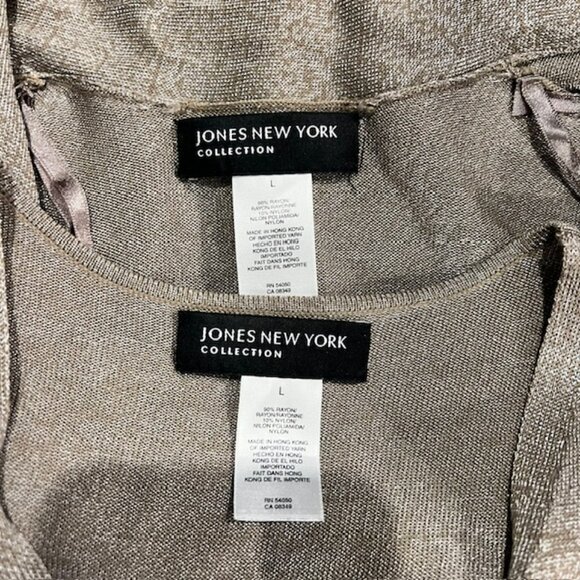 Jones New York Taupe Tank & Matching Cardigan Sweater Size L - Picture 12 of 12